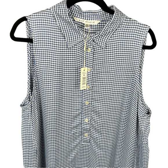 Max Studio Sleeveless Blue White Gingham Shirt Dress Women's Size XL - Picture 4 of 11